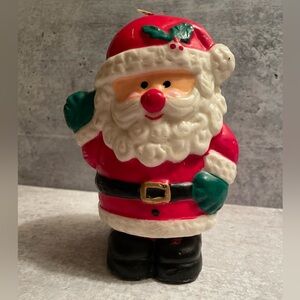 Vintage Santa Claus Candle Unlit 6 1/4" Christmas Holiday Decor Red Display